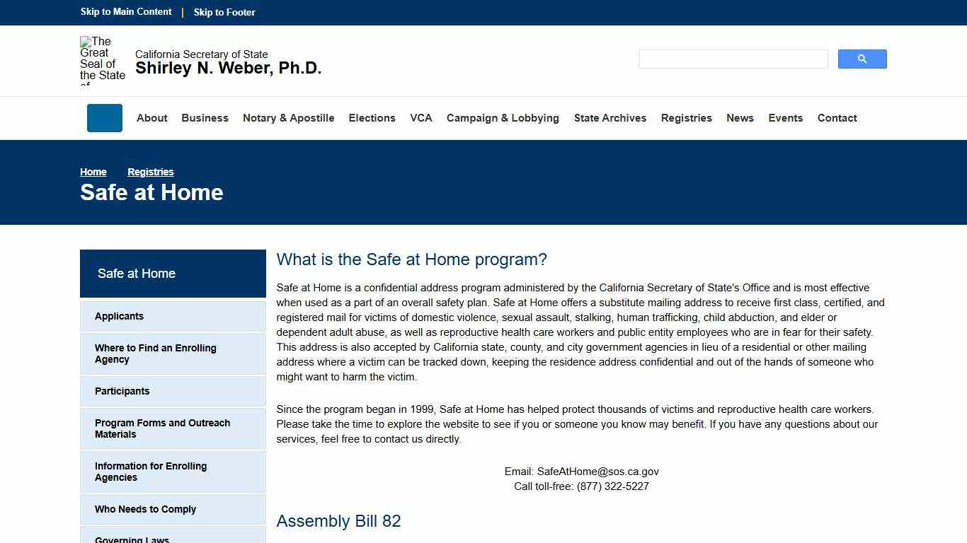 Safe at Home :: California Secretary of State